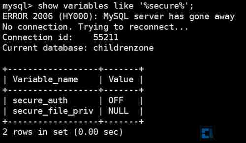 查询secure_file_priv变量配置 -1